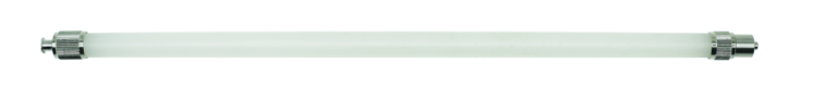 Straight flexible syringe extension with metal end fittings
