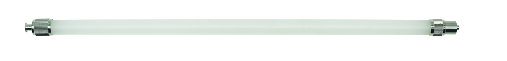 Straight flexible syringe extension with metal end fittings