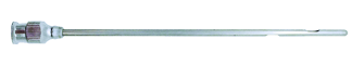 Long straight teat cannula with a metal hub