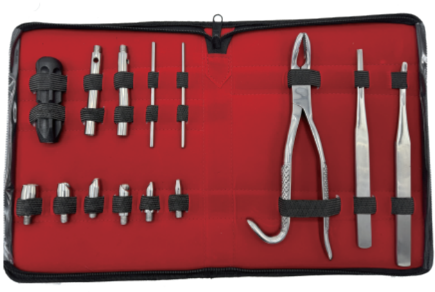 ERRASONVET Equine Dental Instrument Set ERV-VI-SRG-00001 in a zip case