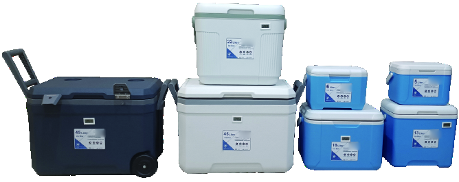 Portable Ice Box in 5L to 45L Capacity Options - group photograph of six capacity options - ERV-VI-DIA-00010