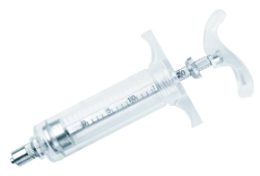 TPX Veterinary Syringe with Brass Rod with a transparent barrel