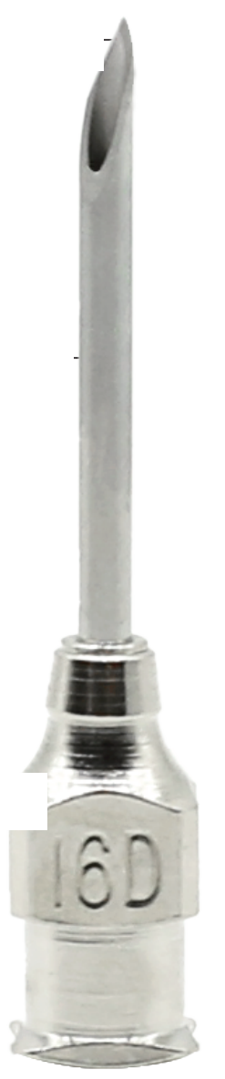Brass-hub needle example with tri-bevel tip - ERV-VI-ADD-00010
