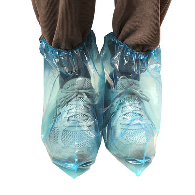 Short PE shoe covers worn over shoes